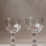 A Pair of Crystal Wine Goblets with Lens Design