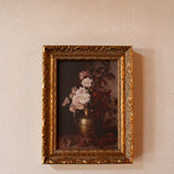 Antique Floral Vase | French Brass Gold Mould Framed Art