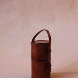 Antique Three Glass Flasks in Brown Leather Case