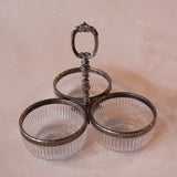 Antique French Silver-Plated Glass Cabaret Dish