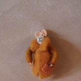 Felt Christmas Mrs Mousse Ornament in Brown Coat