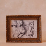 Horse Sketch | French Brass Gold Mould Framed Art