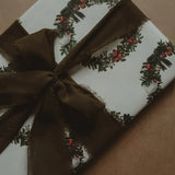 Set of 3 Pieces Christmas Wreath White Wrapping Paper