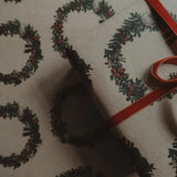 Set of 3 Pieces Christmas Wreath Kraft Wrapping Paper