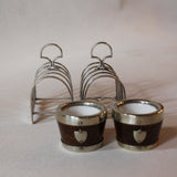 English Oak & Silver Plated Salt Cellar
