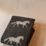 Horse Soft Black Pure Wool Throw
