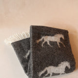 Horse Soft Black Pure Wool Throw