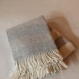 Megan Soft Grey and Brown Pure Wool Throw