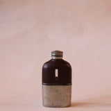 Vintage James Dixon Hip Flask | Brown Leather Bound Glass