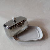 Silver & Porcelain Butter Dish