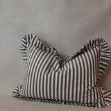 Ruffle Lumbar Pillow Green Stripe