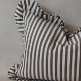 Ruffle Lumbar Pillow Green Stripe