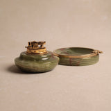 French Vintage Onyx Table Lighter & Matching Ashtray|1970