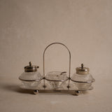 Vintage Silver Plate & Cut Crystal Condiment Set