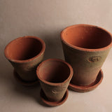 Aged Terracotta Round Flower Pots | Set of 3