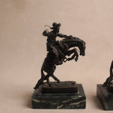 Pair of Western Horse & Rider Sculptures