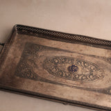Vintage Etched Monogrammed Silver Tray