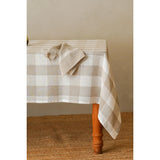 Minimal Check Linen Crema Tablecloth