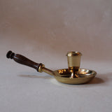 Polished Brass Chamberstick with Wooden Handle